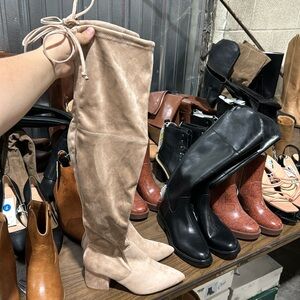 Beige Greta Knee High Boots